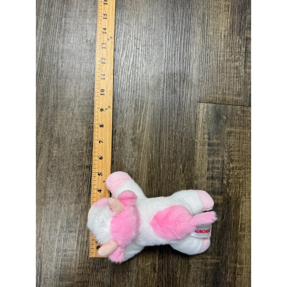 Aurora Pink and White Strawberry Cow Plush Stuffed‎ Animal Floppy 8 inch 2021